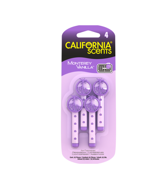 California Scents Vent Stick 4pk Air Fresheners | Monterey Vanilla