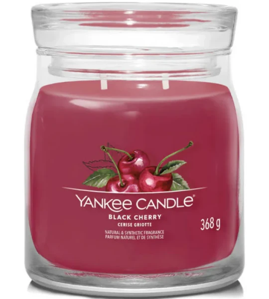 Yankee Candle Signature Scented Candle | Black Cherry Medium Jar Candle with Double Wicks