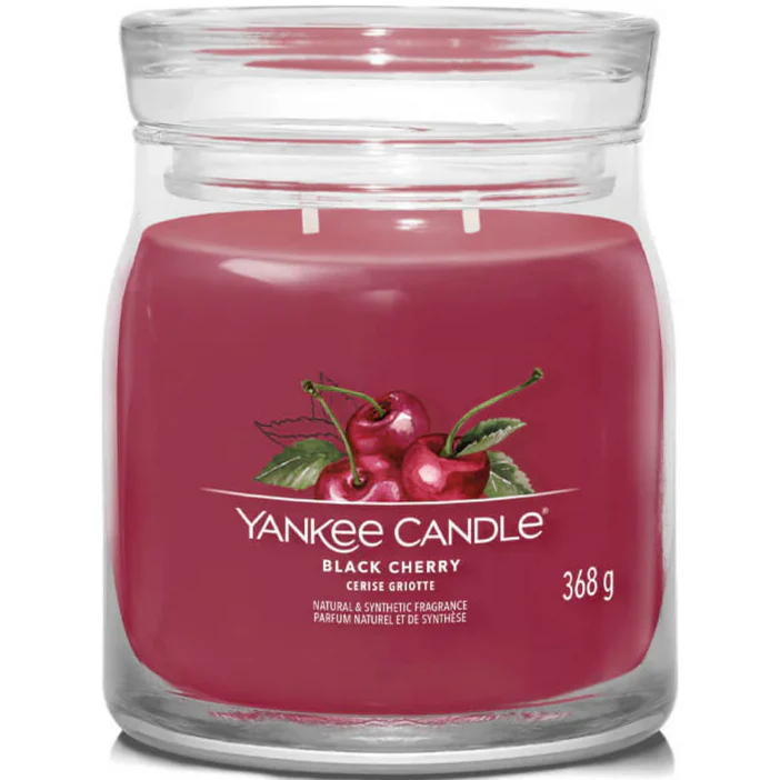 Yankee Candle Signature Scented Candle | Black Cherry Medium Jar Candle with Double Wicks