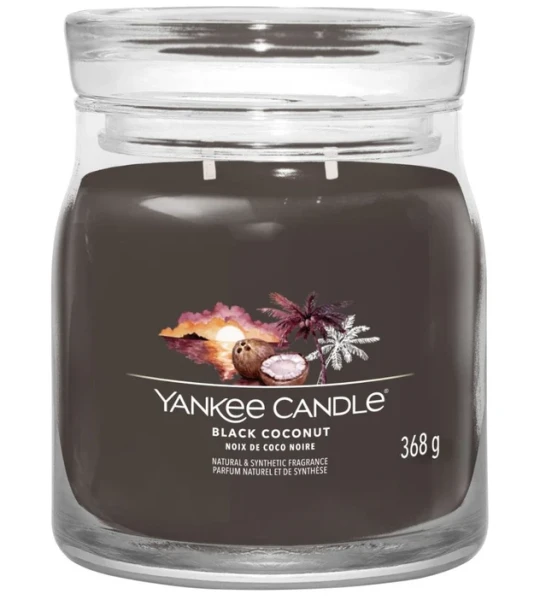 Yankee Candle Signature Scented Candle | Black Coconut Medium Jar Candle with Double Wicks