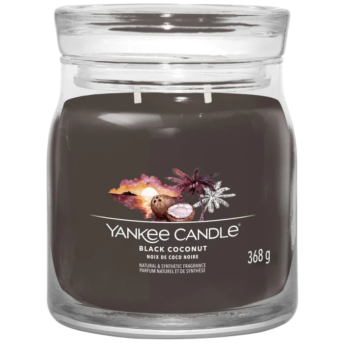Yankee Candle Signature Scented Candle | Black Coconut Medium Jar Candle with Double Wicks