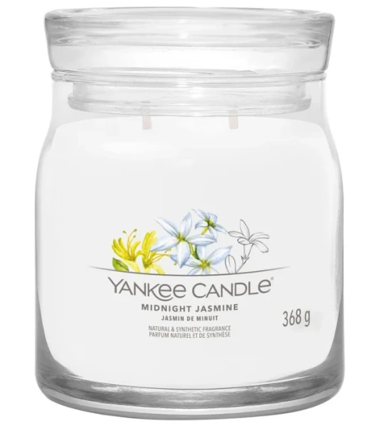 Yankee Candle Signature Scented Candle | Midnight Jasmine Medium Jar Candle with Double Wicks
