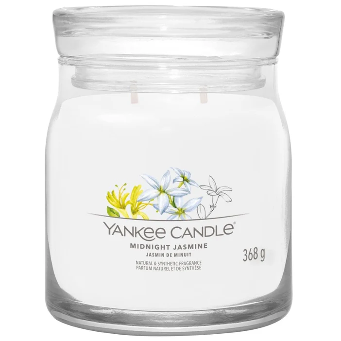 Yankee Candle Signature Scented Candle | Midnight Jasmine Medium Jar Candle with Double Wicks