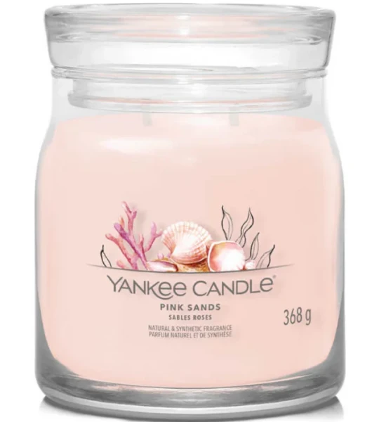 Yankee Candle Signature Scented Candle | Pink Sands Medium Jar Candle with Double Wicks