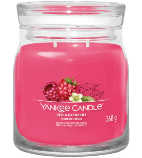 Yankee Candle Signature Scented Candle | Red Raspberry Medium Jar Candle with Double Wicks