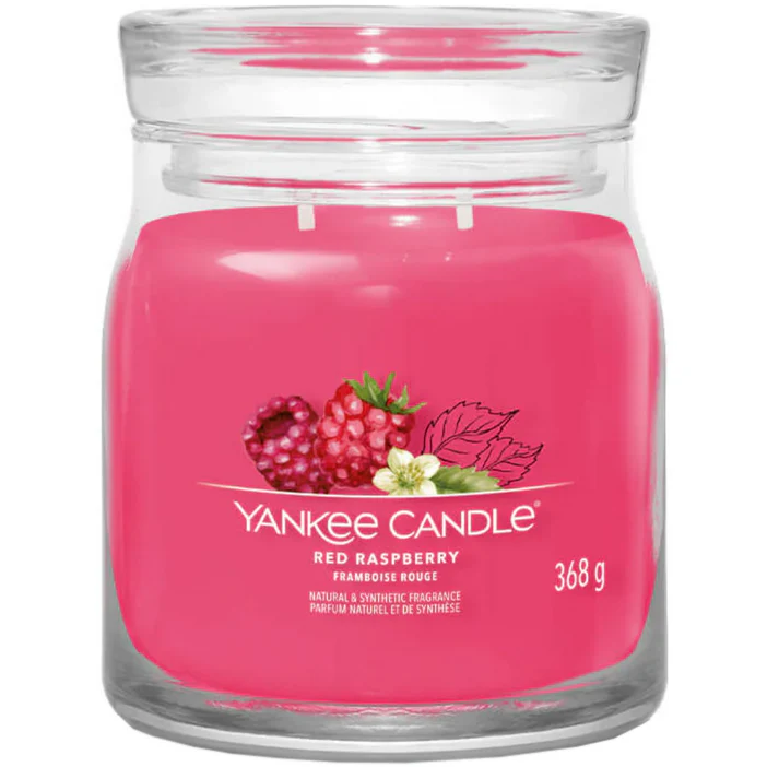 Yankee Candle Signature Scented Candle | Red Raspberry Medium Jar Candle with Double Wicks